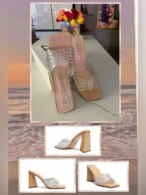 🆕 SCHUTZ Lizah Crystal Vinil/Nude Sandle with dust bag